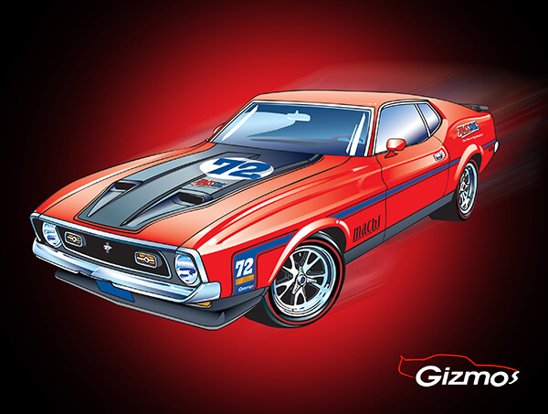 72 Mustang Rendering