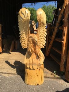 Eagle carved from wood. 