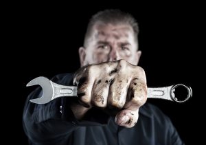 mechanic hand crescent wrench fist