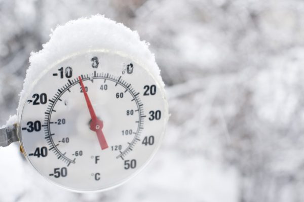 frozen diesel - thermometer in winter