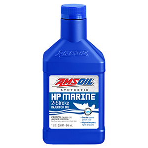 AMSOIL HP Marine two-stroke oil for outboards.