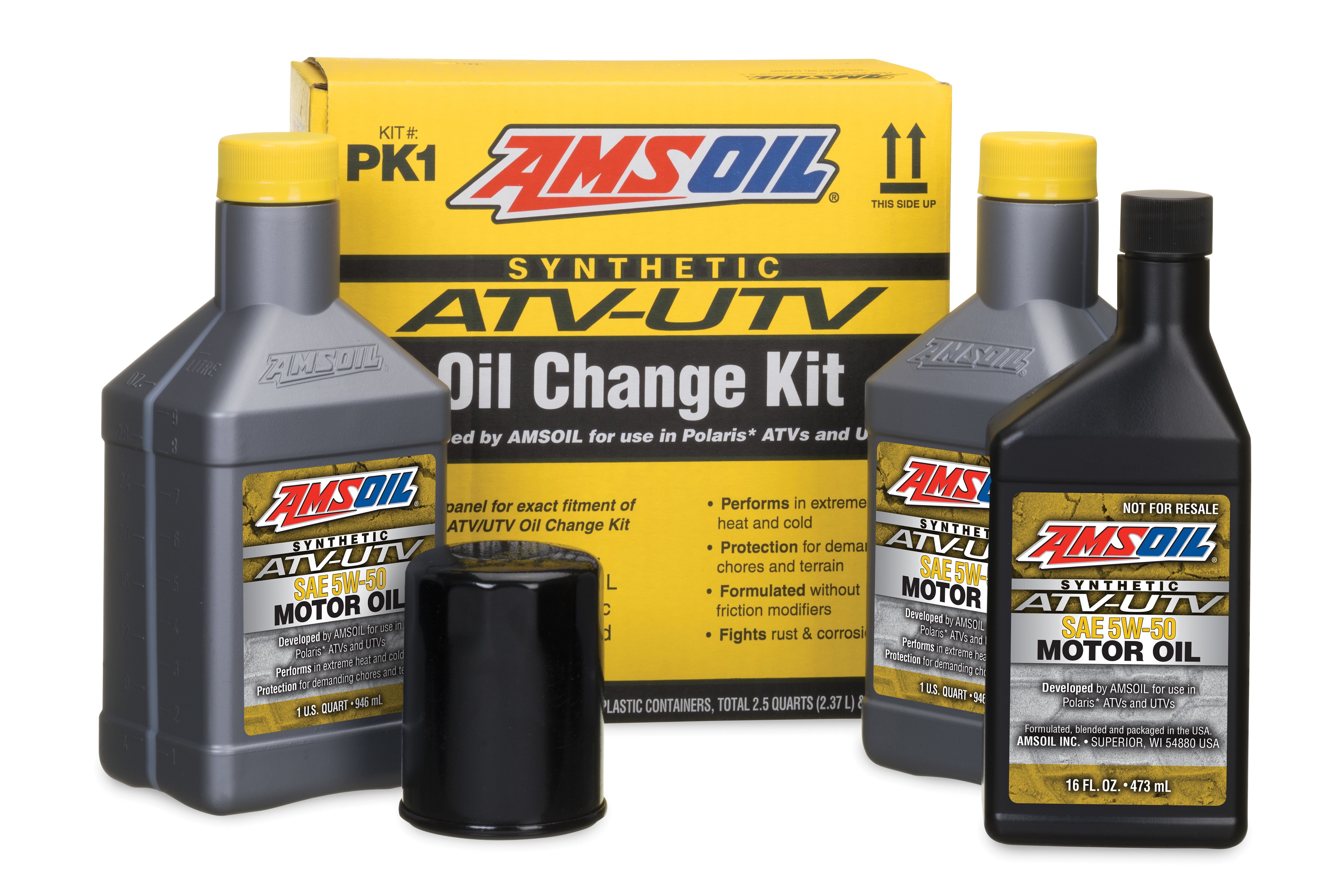 AMSOIL ATV/UTV Oil Change Kit with motor oil and filter
