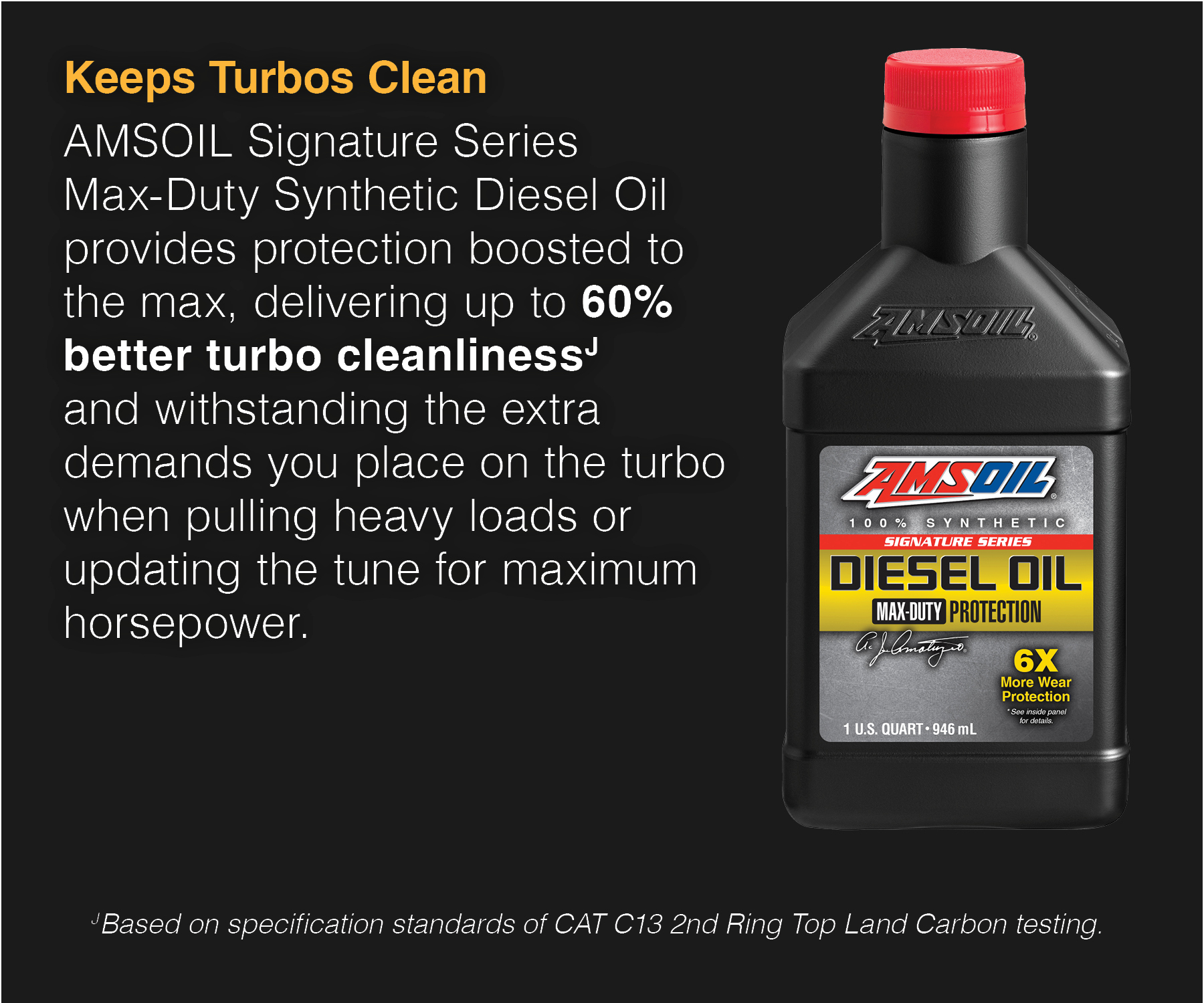 AMSOIL keeps turbo diesels cleaner.
