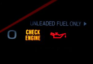 A check engine light can mean low oil pressure. 