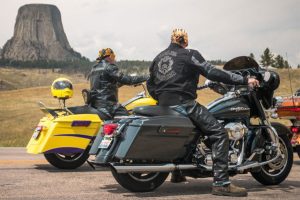 Motorcyclists sightseeing
