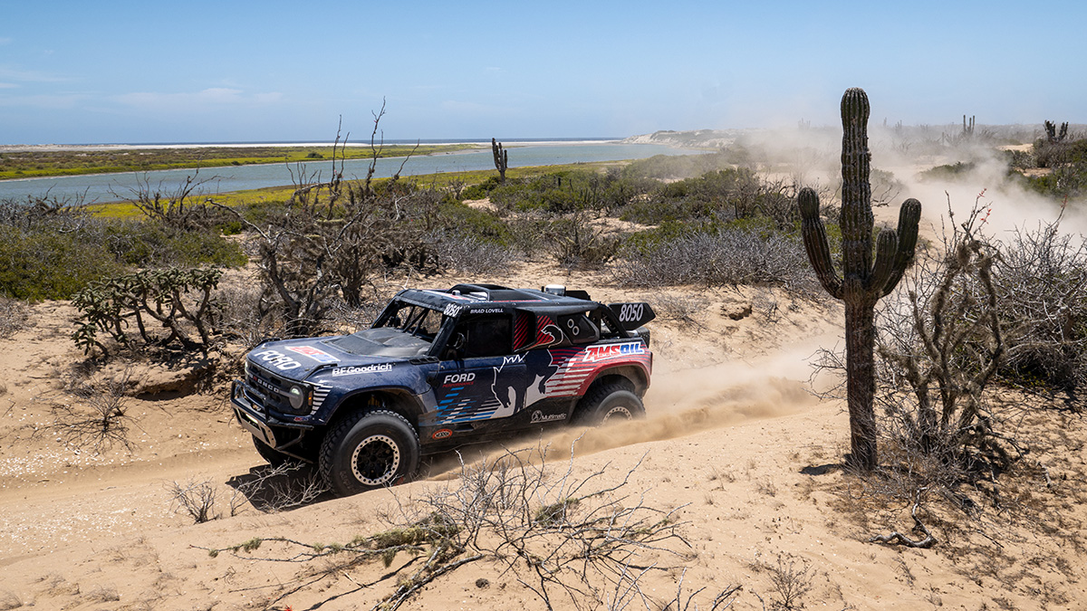 Brad Lovell races through the desert in Baja, Mexico.