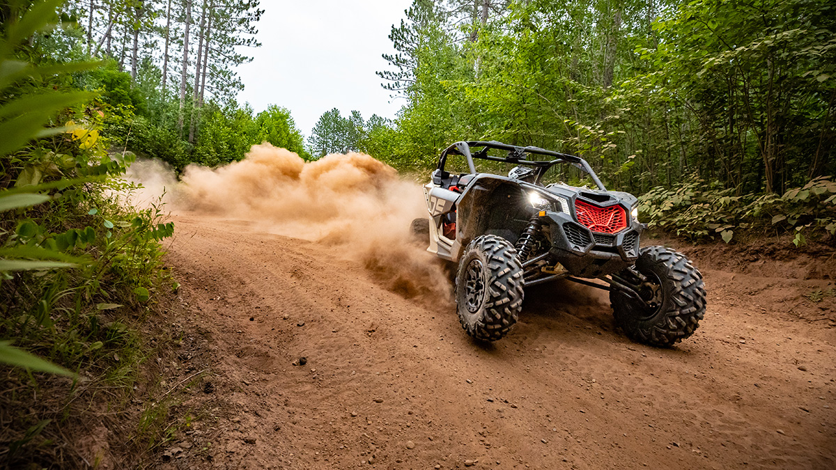 UTV on a dusty trail.