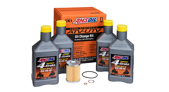 AMSOIL 100% Synthetic ATV/UTV Motor Oil oil-change kit.