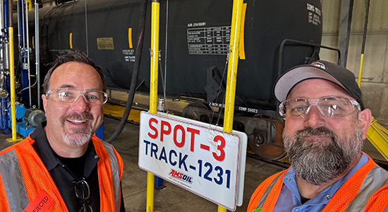 A train car unloads at the Superior Distribution Center.