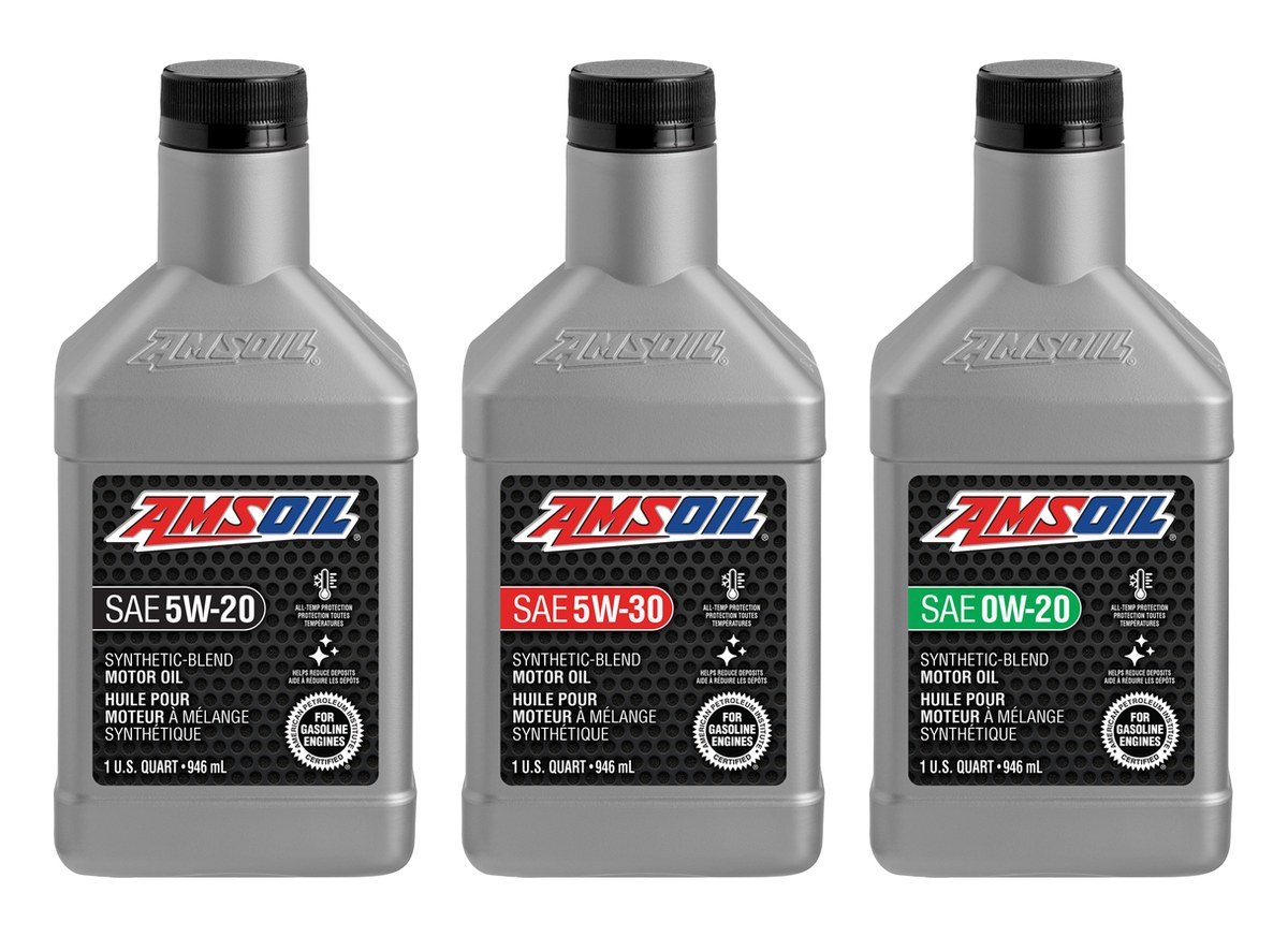 AMSOIL Synthetic-Blend Motor Oil quarts in 5W-20, 5W-30 and 0W-20